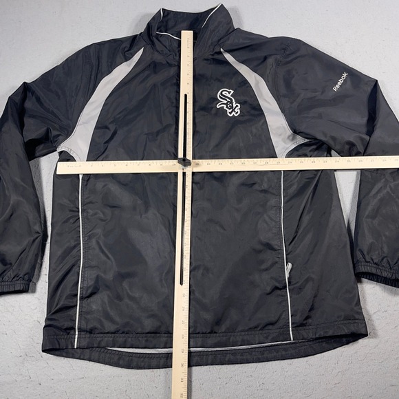 Vintage Chicago White Sox Reebok Men Large Full Zip Windbreaker Black 2000s Y2K - Picture 3 of 9